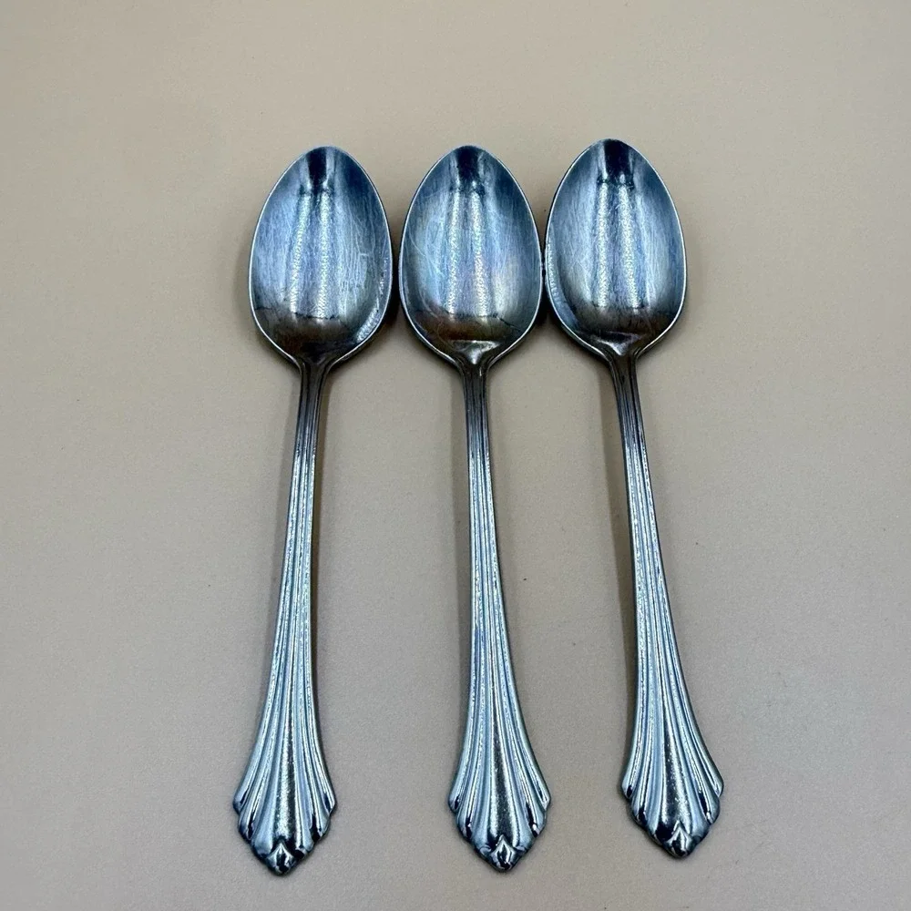 Oneida Bancroft Stainless Flatware Spoon Lot - 3 Oval Soup Spoons Vintage